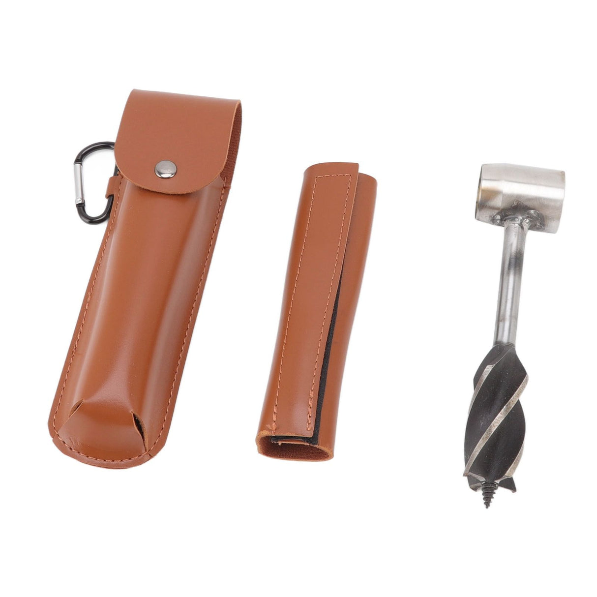 Outdoor Survival Multitool Stainless Steel Hole Drilling Punching Tool with Storage Bag Brown