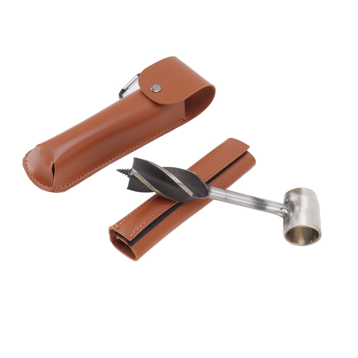 Outdoor Survival Multitool Stainless Steel Hole Drilling Punching Tool with Storage Bag Brown