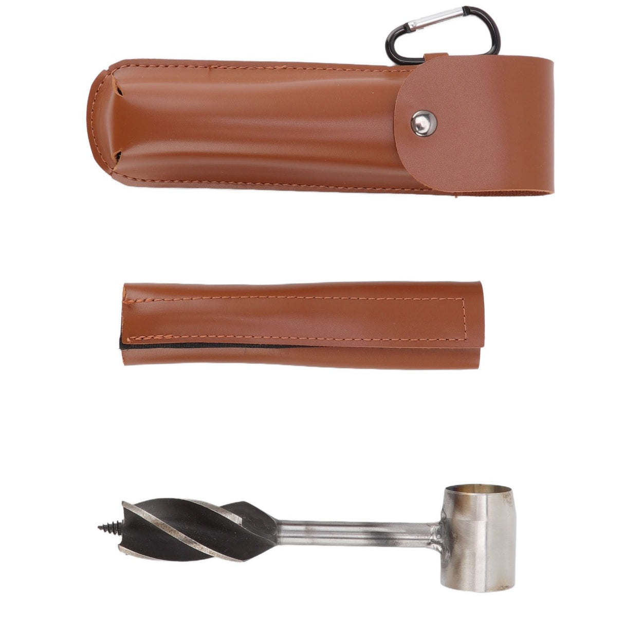 Outdoor Survival Multitool Stainless Steel Hole Drilling Punching Tool with Storage Bag Brown