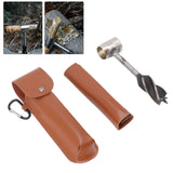 Outdoor Survival Multitool Stainless Steel Hole Drilling Punching Tool with Storage Bag Brown