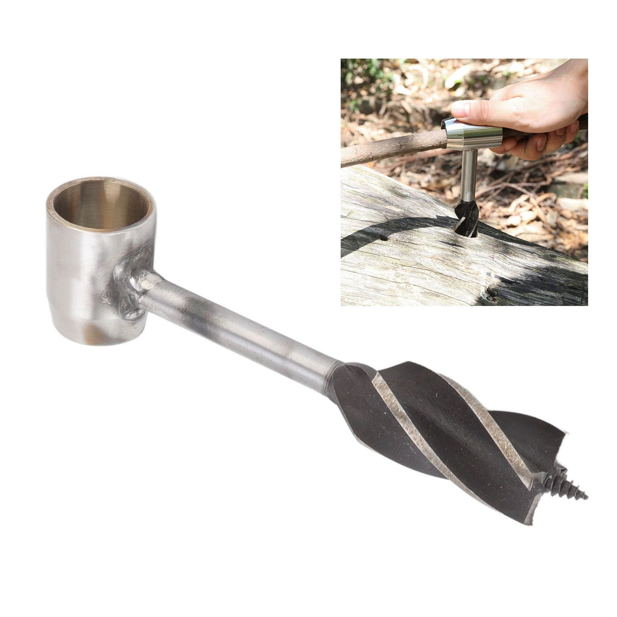 Outdoor Survival Multitool Stainless Steel Hole Drilling Punching Tool with Storage Bag Brown