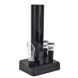 Electric Wine Opener Foil Cutter Aerator Pourer Wine Stopper Set with Storage Base for Home Bar Restaurant - Top-Down View