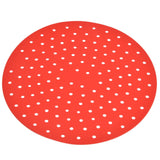 20cm Anti Slip Round Cooking Fryer Mat Anti Sticking Silicone Steamer Liners For KitchenRed - Extra Image