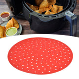 20cm Anti Slip Round Cooking Fryer Mat Anti Sticking Silicone Steamer Liners For KitchenRed - Extra Image