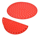 20cm Anti Slip Round Cooking Fryer Mat Anti Sticking Silicone Steamer Liners For KitchenRed - Extra Image
