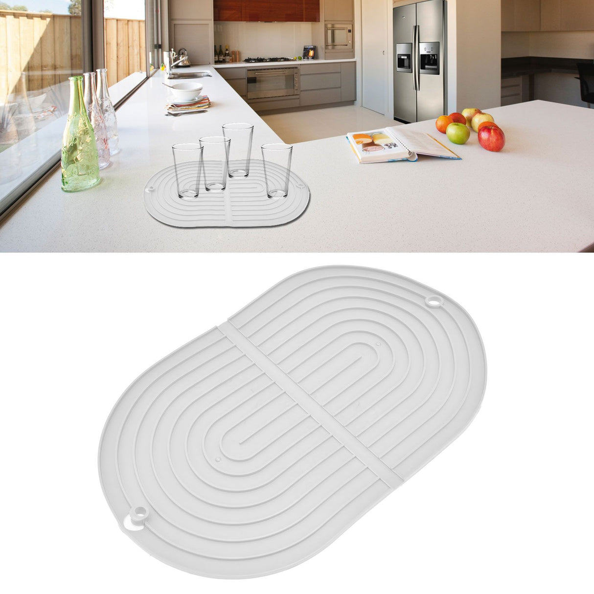Multifunctional Dish Drying Mat Foldable Dish Drying Pad Heat Insulation Cup Pot Mat for KitchenWhite