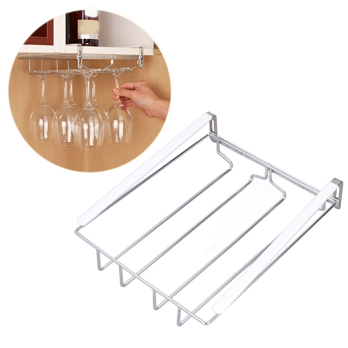Wine Cup Holder Stainless Steel Non Perforated Tall Wine Glass Holder Hanging Glass Holder