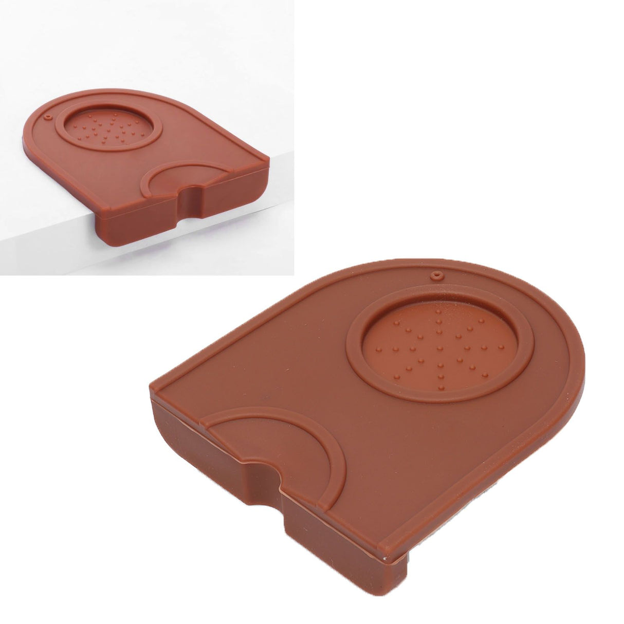 Coffee Tamper Pad Silicone Anti Slip Tamper Mat Soft Harmless Corner Tamping Mat for HouseholdBrown
