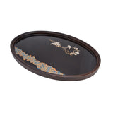 Bamboo Tea Tray Japanese Simple Novel Beautiful Resin Walnut Tea Tray for Home UseOval S - Front View