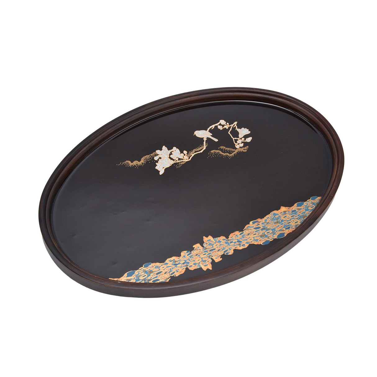 Bamboo Tea Tray Japanese Simple Novel Beautiful Resin Walnut Tea Tray for Home UseOval S