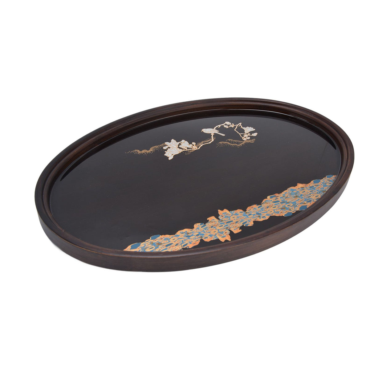 Bamboo Tea Tray Japanese Simple Novel Beautiful Resin Walnut Tea Tray for Home UseOval S