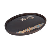 Bamboo Tea Tray Japanese Simple Novel Beautiful Resin Walnut Tea Tray for Home UseOval S - Low Angle