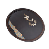 Bamboo Tea Tray Japanese Simple Novel Beautiful Resin Walnut Tea Tray for Home UseOval S - Extra Image