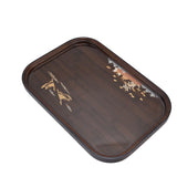 Bamboo Tea Tray Japanese Simple Novel Beautiful Resin Walnut Tea Tray for Home UseRounded Square - Front View