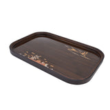 Bamboo Tea Tray Japanese Simple Novel Beautiful Resin Walnut Tea Tray for Home UseRounded Square - Side View