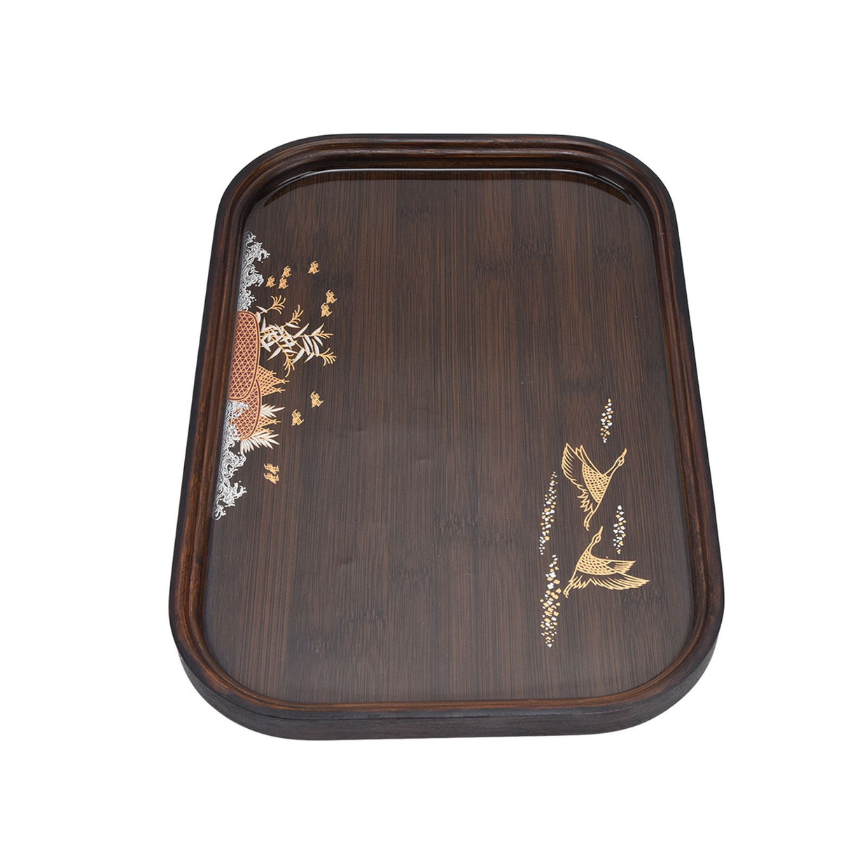 Bamboo Tea Tray Japanese Simple Novel Beautiful Resin Walnut Tea Tray for Home UseRounded Square