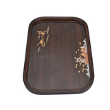 Bamboo Tea Tray Japanese Simple Novel Beautiful Resin Walnut Tea Tray for Home UseRounded Square - Low Angle