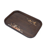 Bamboo Tea Tray Japanese Simple Novel Beautiful Resin Walnut Tea Tray for Home UseRounded Square