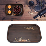 Bamboo Tea Tray Japanese Simple Novel Beautiful Resin Walnut Tea Tray for Home UseRounded Square