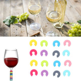 16PCS Mini Circle Silicone Wine Glass Marker Cup Identification Ring Recognizer Label