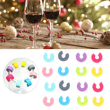 16PCS Mini Circle Silicone Wine Glass Marker Cup Identification Ring Recognizer Label