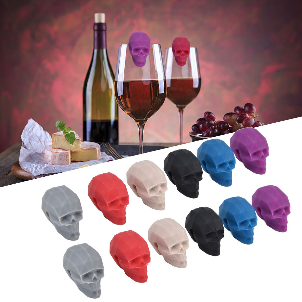 4Set Wine Cup Marker Unique Shape Drinking Glass Tag Silicone Cup Identification Wine Label