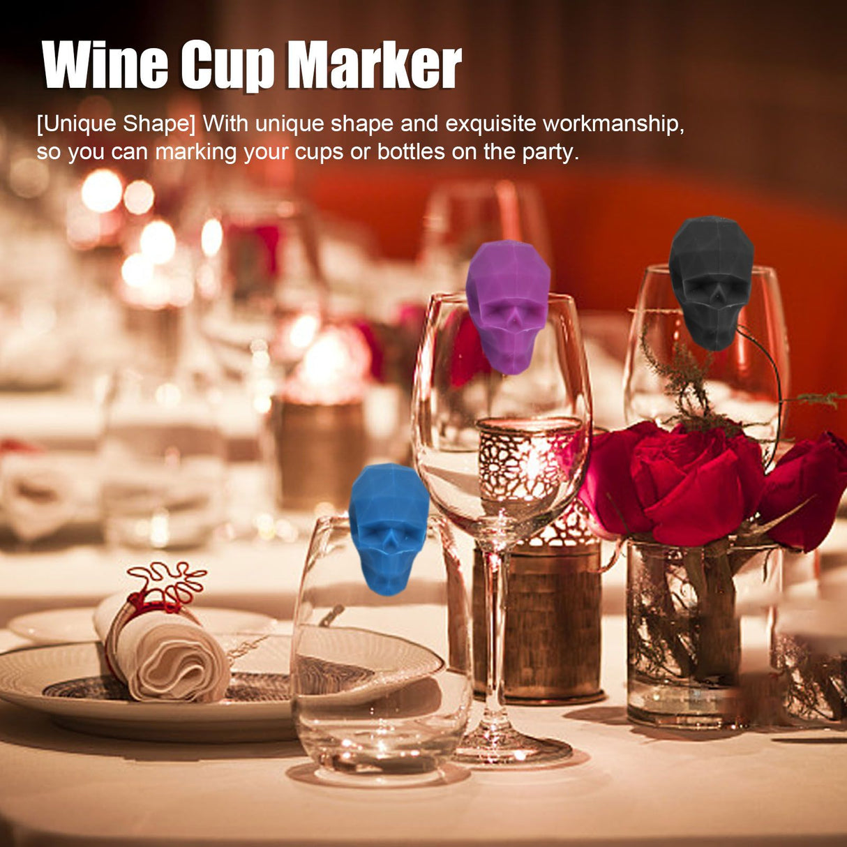 4Set Wine Cup Marker Unique Shape Drinking Glass Tag Silicone Cup Identification Wine Label