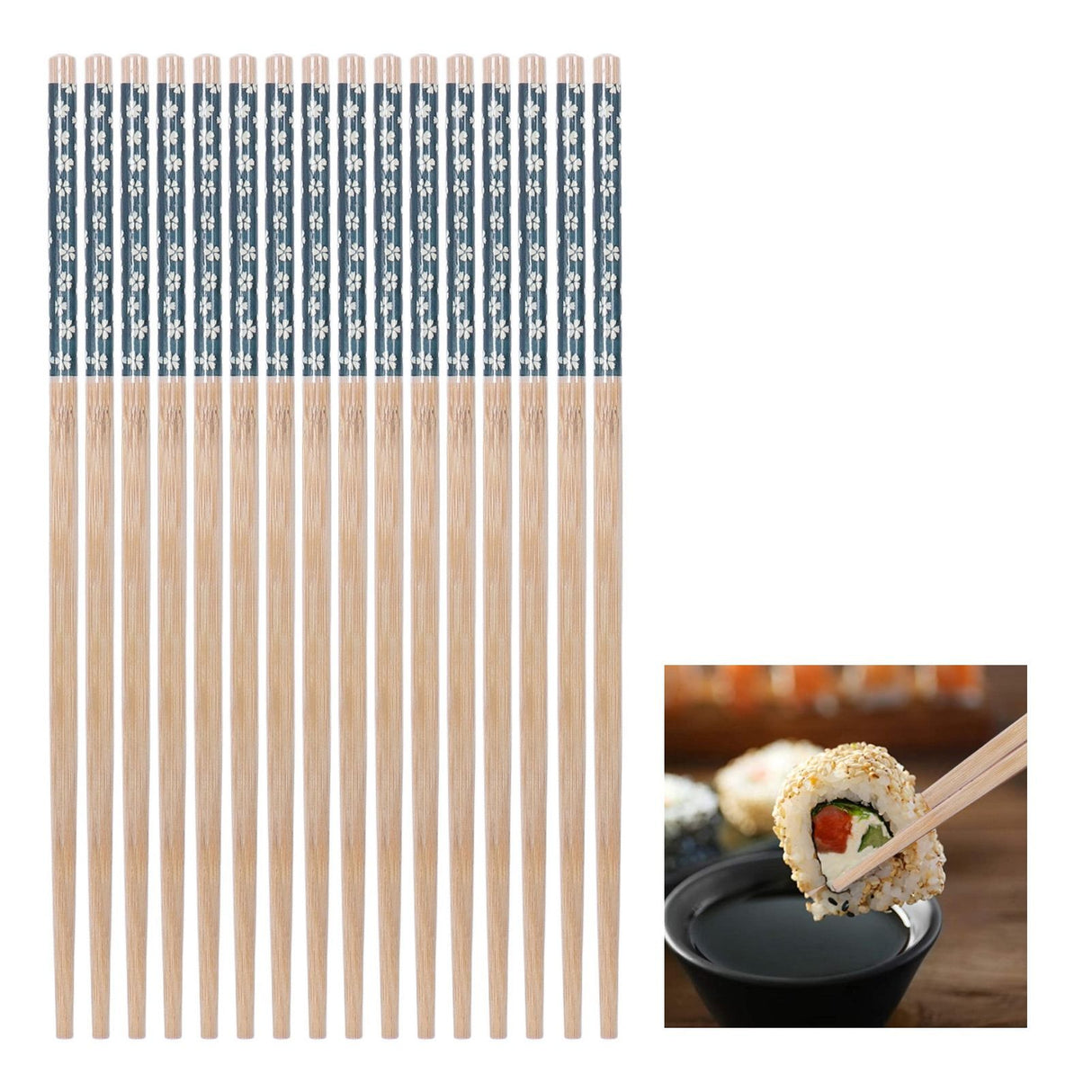 8 Pairs Bamboo Chopsticks Reusable Classic Japanese Style Chop Sticks Set for Home Restaurant