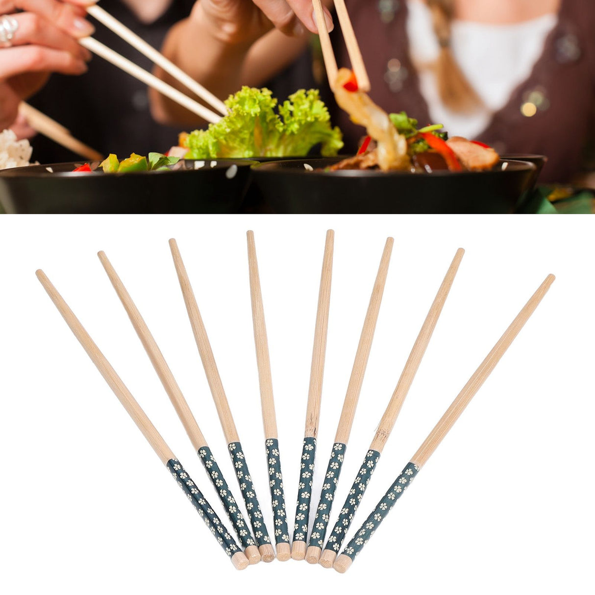 8 Pairs Bamboo Chopsticks Reusable Classic Japanese Style Chop Sticks Set for Home Restaurant