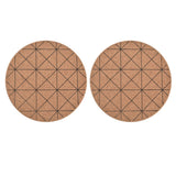 2pcs Cork Coasters Safety Design Convenient Practical Glossy Thick Rustic Style Wooden Decoration for KitchensPlaid