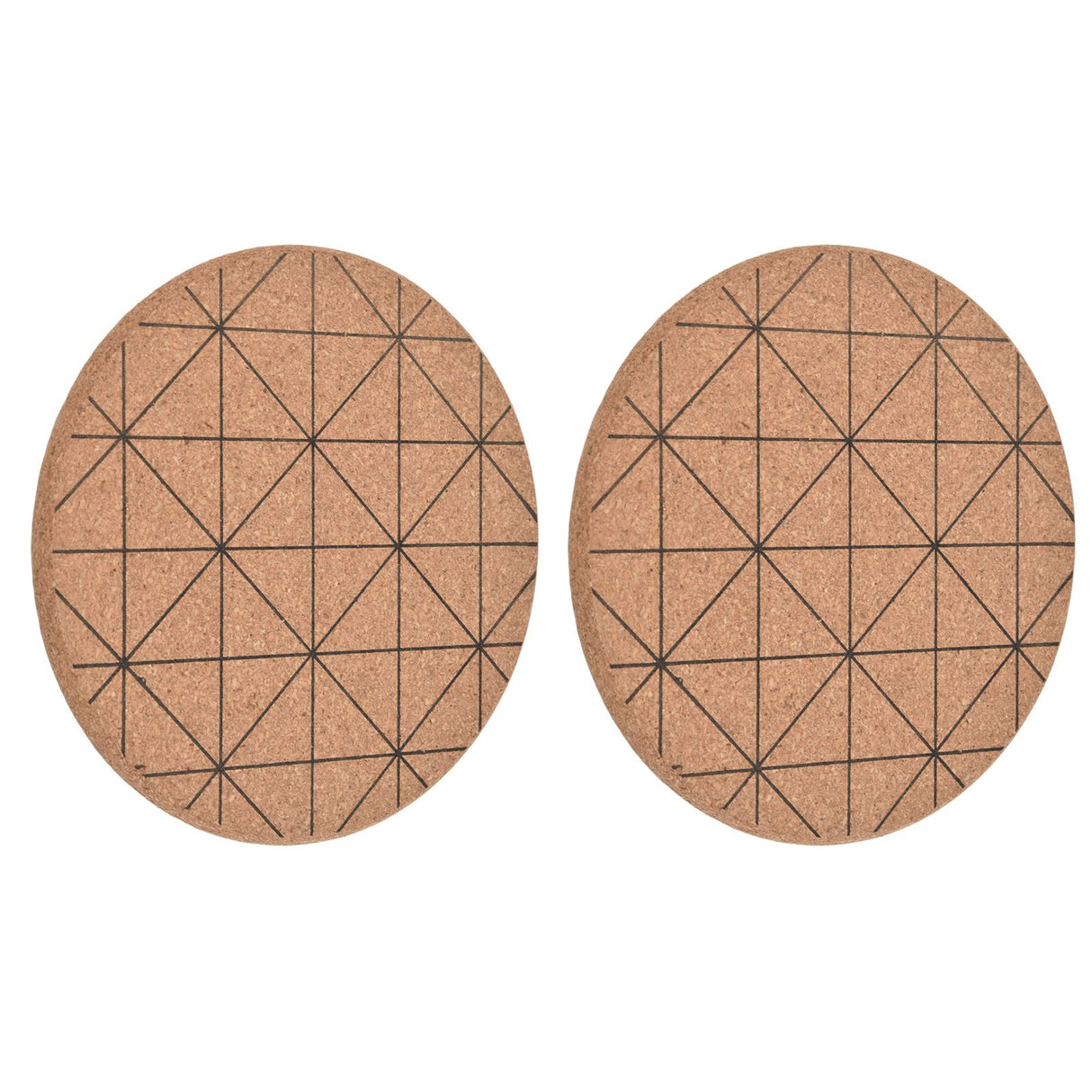 2pcs Cork Coasters Safety Design Convenient Practical Glossy Thick Rustic Style Wooden Decoration for KitchensPlaid