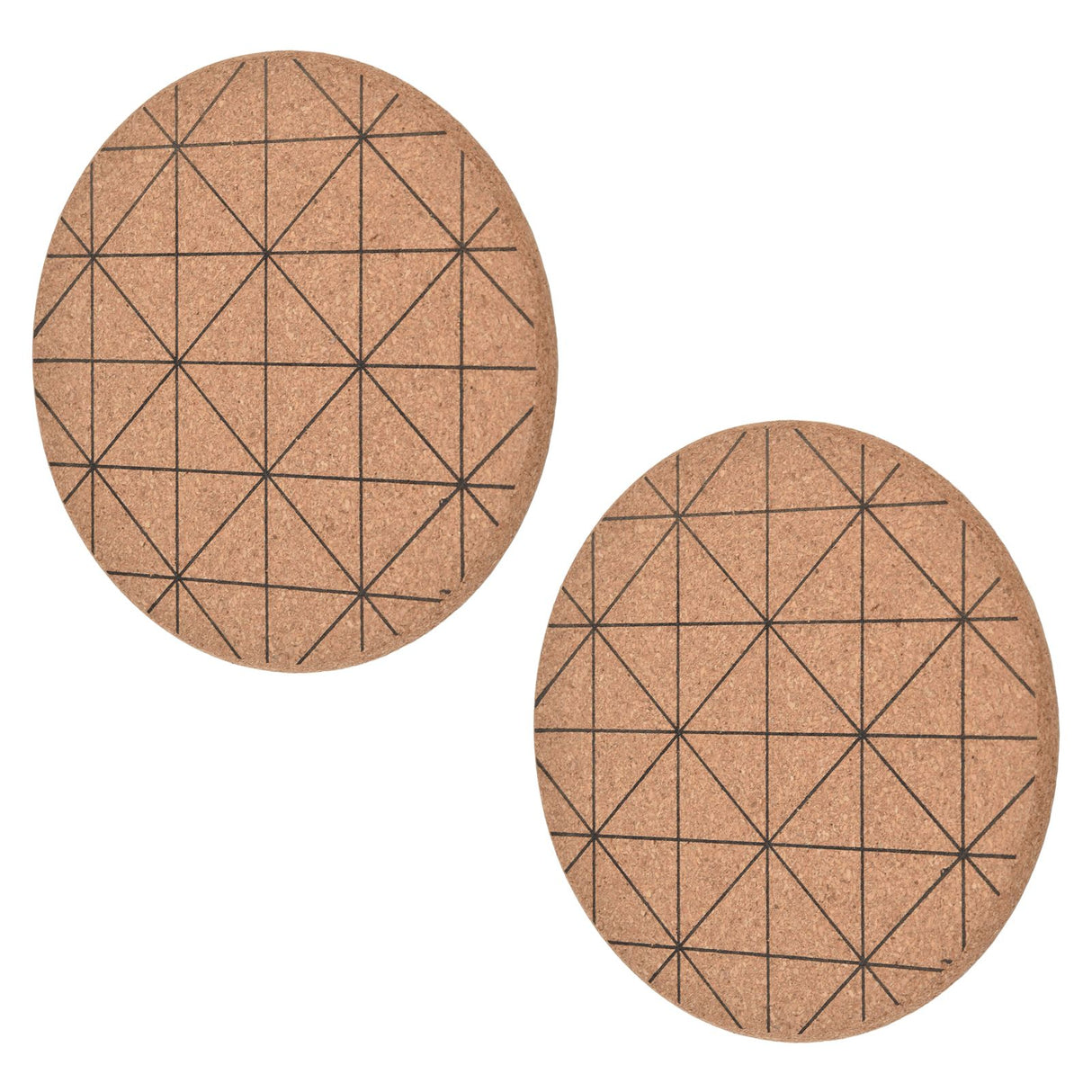 2pcs Cork Coasters Safety Design Convenient Practical Glossy Thick Rustic Style Wooden Decoration for KitchensPlaid