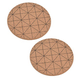 2pcs Cork Coasters Safety Design Convenient Practical Glossy Thick Rustic Style Wooden Decoration for KitchensPlaid - Rear View
