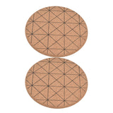 2pcs Cork Coasters Safety Design Convenient Practical Glossy Thick Rustic Style Wooden Decoration for KitchensPlaid - Close-Up Angle