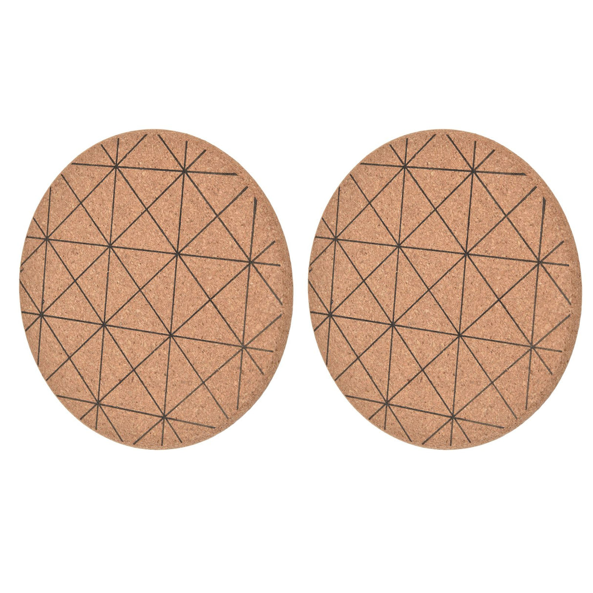 2pcs Cork Coasters Safety Design Convenient Practical Glossy Thick Rustic Style Wooden Decoration for KitchensPlaid