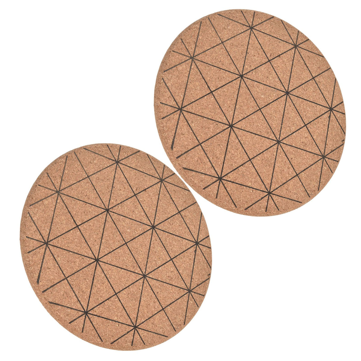 2pcs Cork Coasters Safety Design Convenient Practical Glossy Thick Rustic Style Wooden Decoration for KitchensPlaid