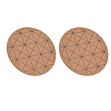 2pcs Cork Coasters Safety Design Convenient Practical Glossy Thick Rustic Style Wooden Decoration for KitchensPlaid