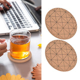 2pcs Cork Coasters Safety Design Convenient Practical Glossy Thick Rustic Style Wooden Decoration for KitchensPlaid