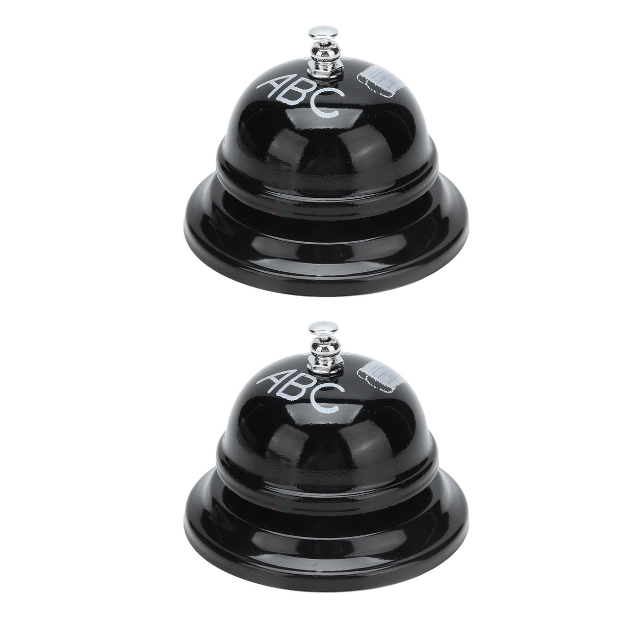 2Pcs Service Bell Exquisite Clear Sound Classic Shape Polishing Glossy Nonslip Base Call Bell for Hotel Restaurant HomeBlack