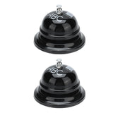 2Pcs Service Bell Exquisite Clear Sound Classic Shape Polishing Glossy Nonslip Base Call Bell for Hotel Restaurant HomeBlack