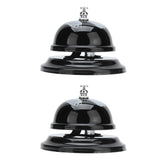 2Pcs Service Bell Exquisite Clear Sound Classic Shape Polishing Glossy Nonslip Base Call Bell for Hotel Restaurant HomeBlack