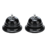 2Pcs Service Bell Exquisite Clear Sound Classic Shape Polishing Glossy Nonslip Base Call Bell for Hotel Restaurant HomeBlack