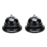2Pcs Service Bell Exquisite Clear Sound Classic Shape Polishing Glossy Nonslip Base Call Bell for Hotel Restaurant HomeBlack