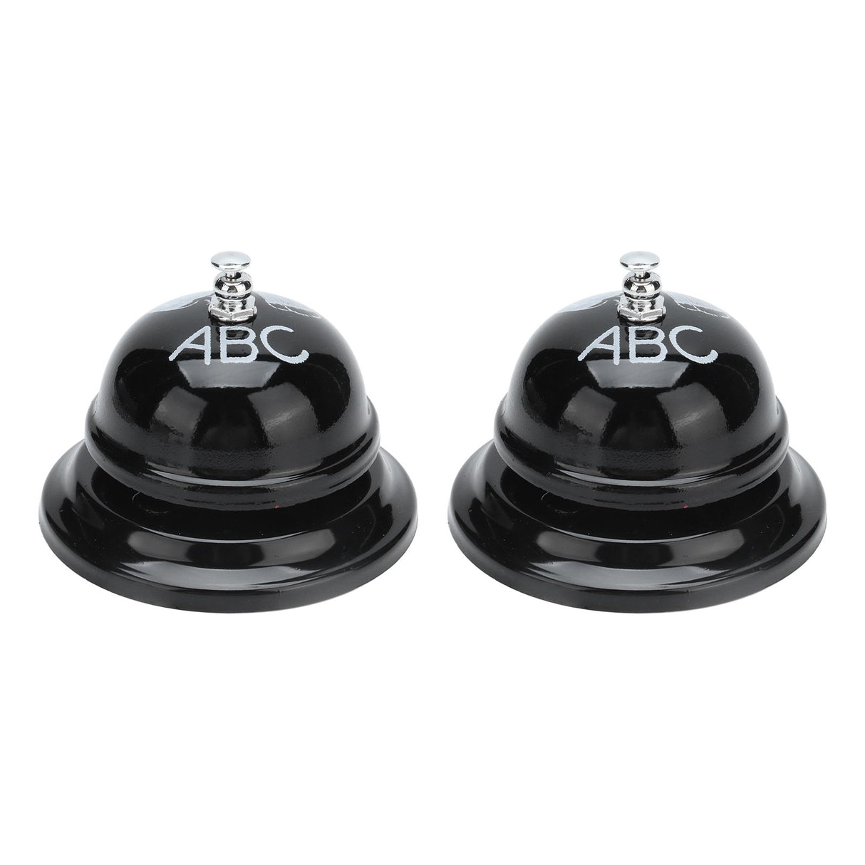 2Pcs Service Bell Exquisite Clear Sound Classic Shape Polishing Glossy Nonslip Base Call Bell for Hotel Restaurant HomeBlack