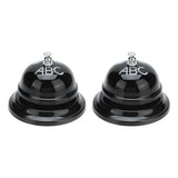 2Pcs Service Bell Exquisite Clear Sound Classic Shape Polishing Glossy Nonslip Base Call Bell for Hotel Restaurant HomeBlack - Low Angle
