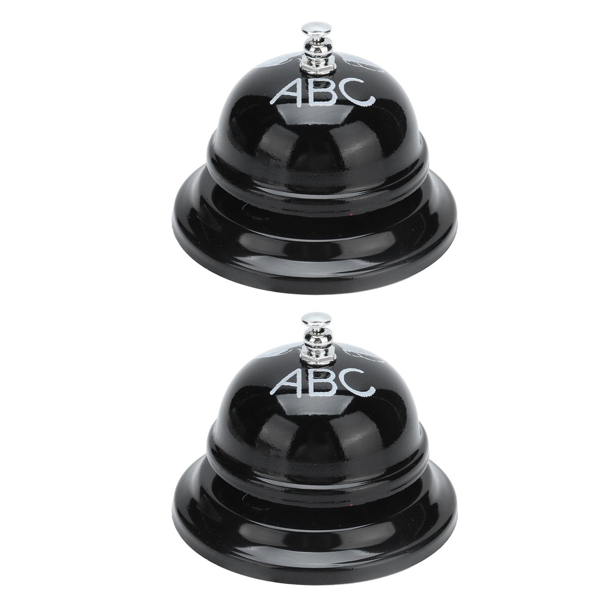 2Pcs Service Bell Exquisite Clear Sound Classic Shape Polishing Glossy Nonslip Base Call Bell for Hotel Restaurant HomeBlack