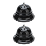 2Pcs Service Bell Exquisite Clear Sound Classic Shape Polishing Glossy Nonslip Base Call Bell for Hotel Restaurant HomeBlack