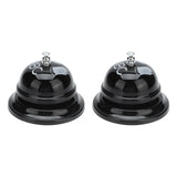 2Pcs Service Bell Exquisite Clear Sound Classic Shape Polishing Glossy Nonslip Base Call Bell for Hotel Restaurant HomeBlack