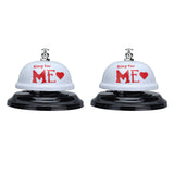 2Pcs Meal Bells Stainless Steel Hand Pressed Bell Counter Food Bells for Restaurant Bar White Paint - Front View