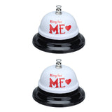 2Pcs Meal Bells Stainless Steel Hand Pressed Bell Counter Food Bells for Restaurant Bar White Paint - Side View